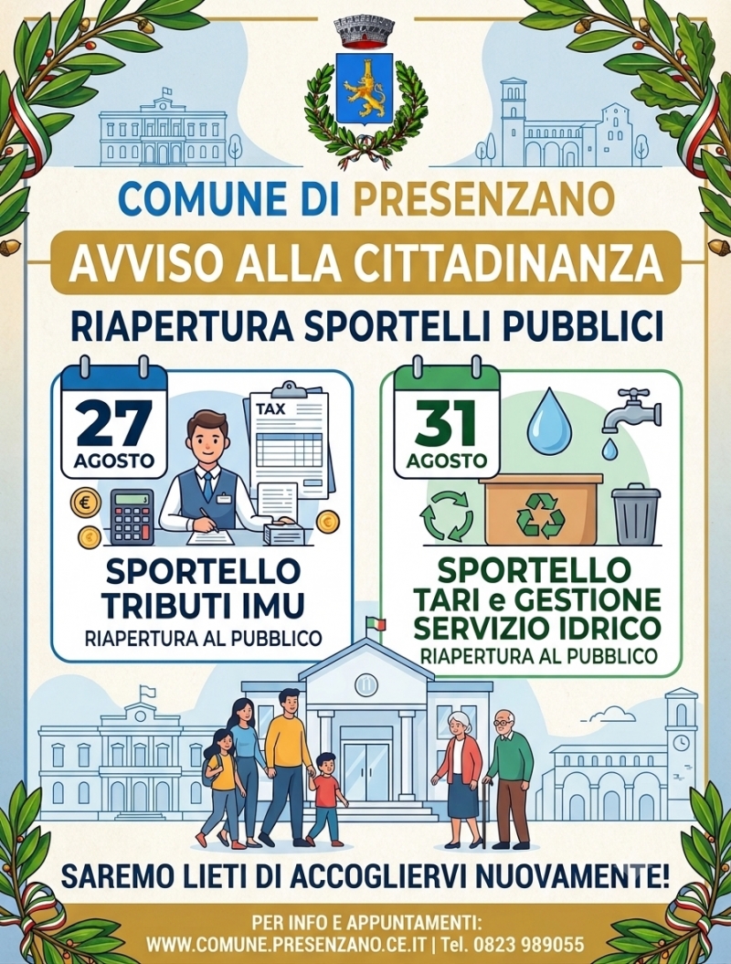 Chiusura per ferie uffici IMU - TARI e gestione servizi idrici