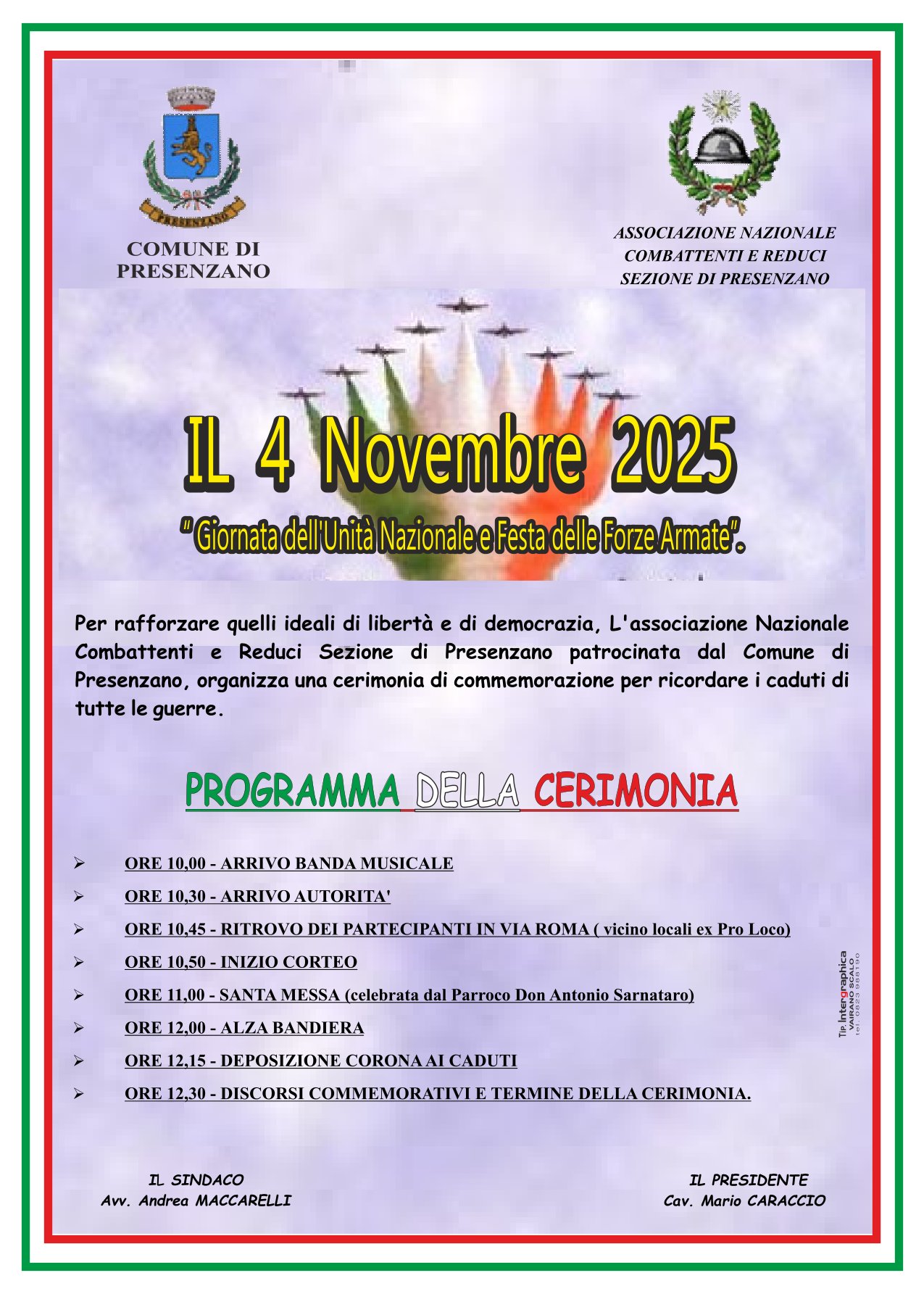 IV novembre 2025 giornata dell\'Unit Nazionale e Festa delle Forze Armate